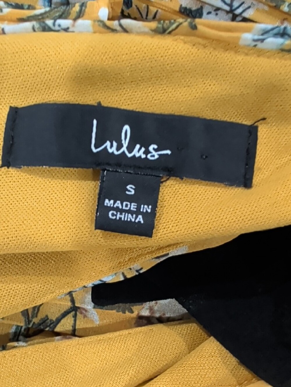 Lulu's‎ Yellow Floral Pleated Tiered Maxi Dress with Black Tie Straps Romantic - Picture 6 of 6